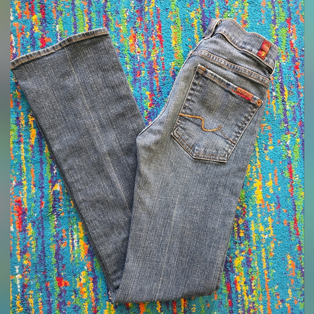 7 For All Mankind Bootcut Jeans Size 24 X 30L Reg Denim Blue Color GUC